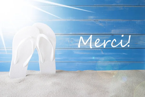 Sunny Summer Background, Merci Means Thank You — Stock Photo, Image