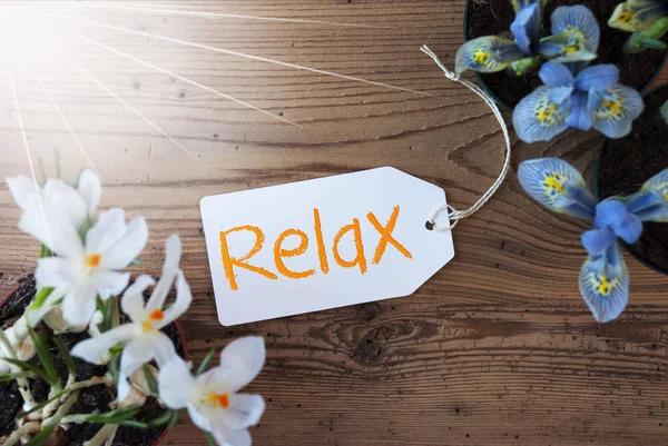 Sunny Flowers, Label, Text Relax — Stock Photo, Image