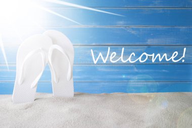 Güneşli yaz arka plan, metin hoş geldiniz