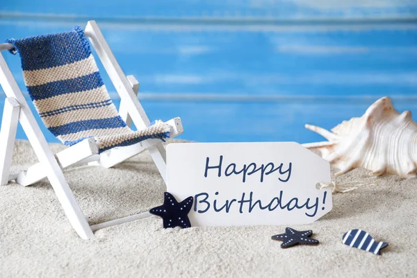 Sommeretikett mit Liegestuhl und Text Alles Gute zum Geburtstag — Stockfoto