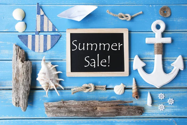 Pizarra náutica y texto venta de verano —  Fotos de Stock