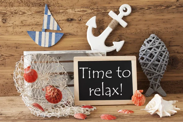 Chalkboard With Summer Decoration, Text Time To Relax — Stock Photo, Image