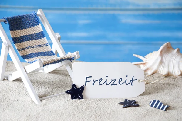 Summer Label With Deck Chair, Freizeit Means Leisure Time — Stock Photo, Image