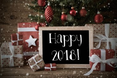 Mutlu 2018, kar taneleri ile nostaljik Noel ağacı