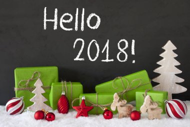 Noel dekorasyon, çimento, kar, metin Merhaba 2018