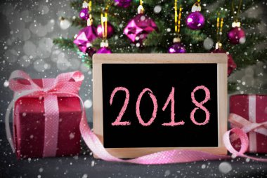 Ağaç hediyeler, kar taneleri, Bokeh, metin 2018