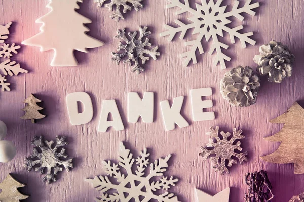 Christmas platt Lay, bokstäver med Danke medel tack, Instagram Filter — Stockfoto