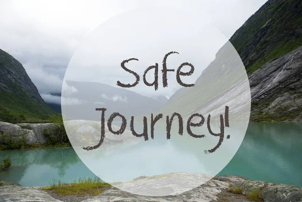 湖山、ノルウェー、テキスト旅の安全と — ストック写真