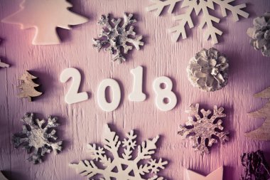 Düz Lay, mutlu yeni yıl, Instagram filtre için 2018 harflerle