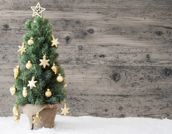 Golden Decorated Christmas Tree, Copy Space — Stock Photo, Image