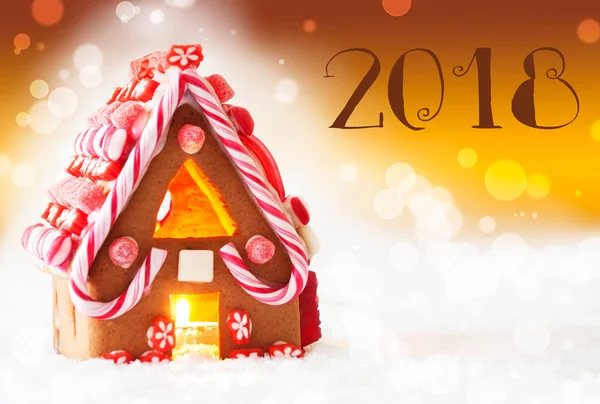 Gingerbread House, altın arka plan, metin 2018