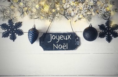 Plaka, peri ışık, Joyeux Noel mutlu Noeller anlamına gelir.