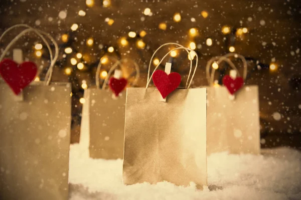 Christmas płatki śniegu, torba na zakupy Instagram filtr, miejsce — Zdjęcie stockowe