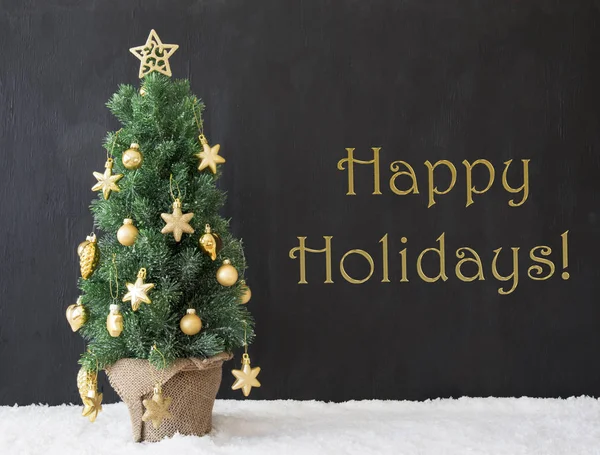 Kerstboom, Happy Holidays, zwart beton — Stockfoto