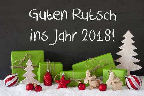 Χριστουγεννιάτικη διακόσμηση, τσιμέντο, χιόνι, εξερευνητικό Rutsch 2018 σημαίνει νέο έτος — Φωτογραφία Αρχείου