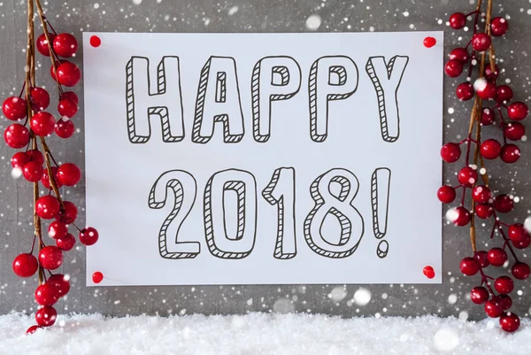 Etikett, Schneeflocken, Weihnachtsdekoration, Text happy 2018 — Stockfoto