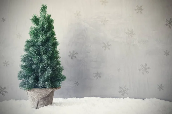 Christmas Tree, Snow, Snowflakes, Copy Space — Stock Photo, Image