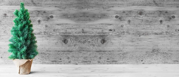 Noel ağacı, ahşap arka planı gri, kopya alanı