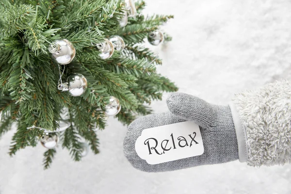 Arbre de Noël, Gant, Texte Relax — Photo