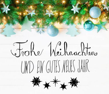 Mutlu yeni yıl Noel çelenk, Hat sanatı hocası, tasdik Neues anlamına gelir