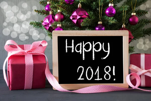 Ağaç hediyeler, Bokeh, metin mutlu 2018