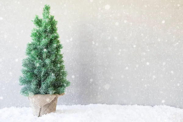 Julgran, snö, kopiera utrymme, snöflingor — Stockfoto