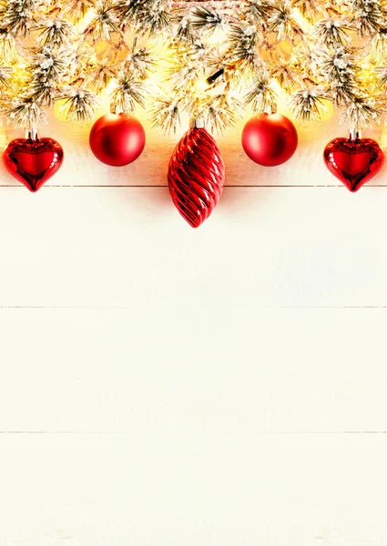 Red Vertical Christmas Banner, Bokeh, Copy Space — Stock Photo, Image