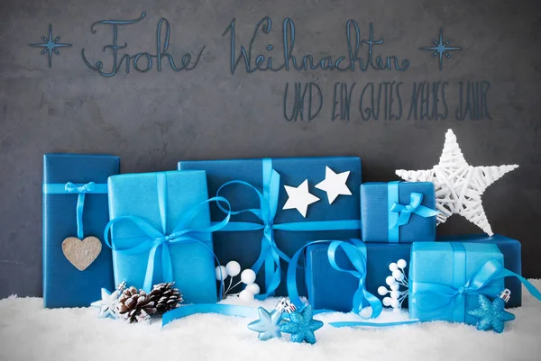 Noel hediyeler, kar, hat tasdik Neues Jahr mutlu yeni yıl anlamına gelir.