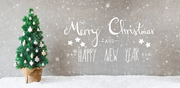 Árbol de Navidad, Caligrafía, Feliz Navidad y Feliz Año Nuevo, Copos de nieve — Foto de Stock