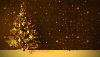 Retro Noel ağacı, kar, kopyalama alanı, kar taneleri