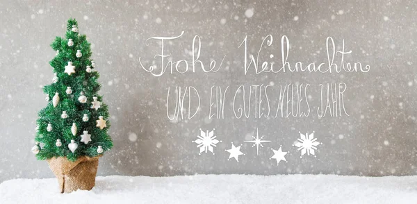 Noel ağacı, Hat sanatı hocası, tasdik Neues Happy New Year, kar taneleri anlamına gelir. — Stok fotoğraf