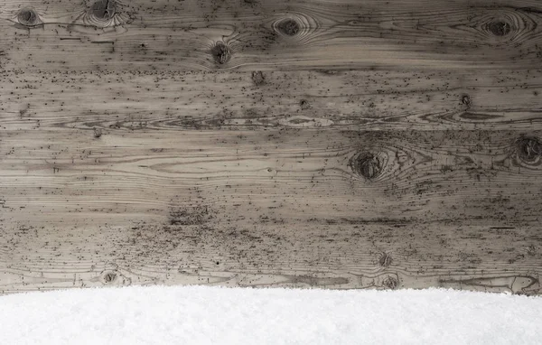 Gray Wooden Texture, Background With Copy Space, Snow — Stock Photo, Image
