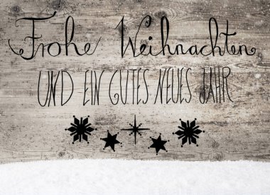 Siyah hat tasdik Neues Happy New Year, kar anlamına gelir.