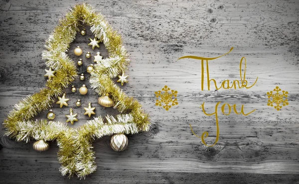 Tinsel Árvore de Natal, Caligrafia, Obrigado — Fotografia de Stock