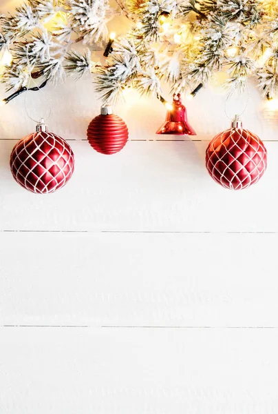 Vertikala röd jul Banner, kopia utrymme, Bokeh — Stockfoto