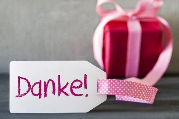 Pink Gift, Label, Danke Means Thank You — Stock Photo, Image