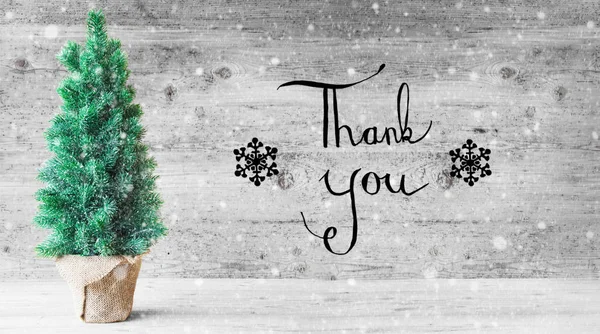 Kalligráfia, köszönöm, karácsonyfa, hópelyhek — Stock Fotó