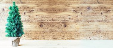 Noel ağacı, kahverengi ahşap zemin, kopya alanı