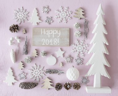 Noel dekorasyon, düz yatıyordu, metin mutlu 2018