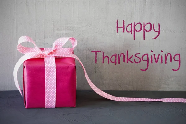 Pink Present, Text Happy Thanksgiving — Stock Photo, Image