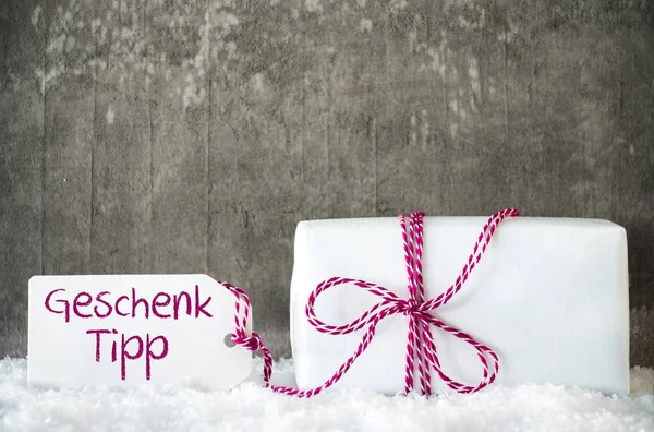 White Gift, sneeuw, Label, Geschenk Tipp middelen cadeau Tip — Stockfoto