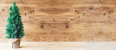 Noel ağacı, ahşap arka plan, kopya alanı