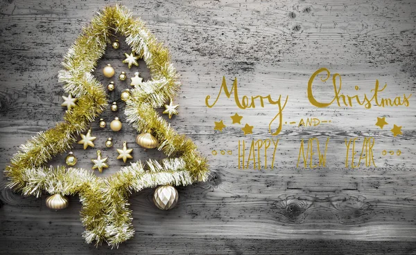 Tinsel Tree, Calligrafia, Buon Natale e Felice Anno Nuovo — Foto Stock