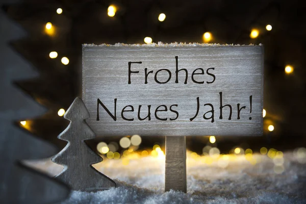 Albero di Natale bianco, Frohes Neues Jahr significa felice anno nuovo — Foto Stock