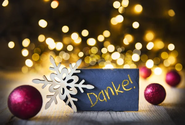 Vánoční pozadí, světla, Danke znamená Děkuji — Stock fotografie