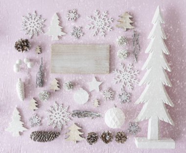 Noel dekorasyon, düz Lay, kopya alanı, kar taneleri