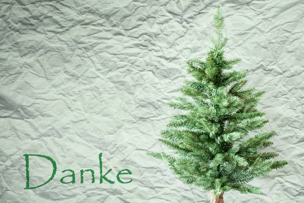 Fir Tree, Creasy Paper Background, Danke Means Thank You — Stock Photo, Image