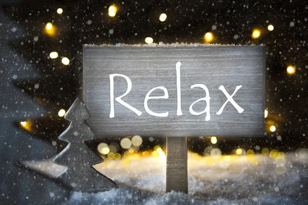 White Christmas Tree, Text Relax, Snowflakes — Stock Photo, Image