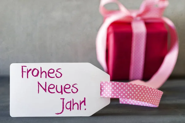 Pink Gift, Label, Frohes Neues Jahr Means Happy New Year — стокове фото