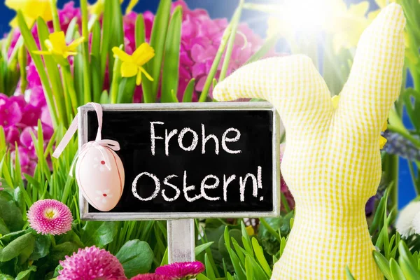 Flores da Primavera, Frohe Ostern significa feliz Páscoa — Fotografia de Stock